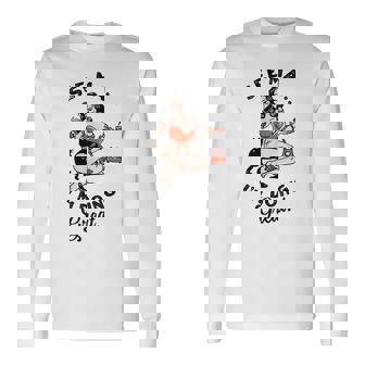 ファニー タトゥー ロカビリー ピンナップ ウィスキー 猫と一緒に飲む 長袖Tシャツ - Kawaiitshirt