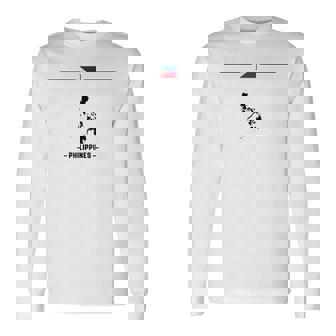 フィリピンの国旗、地図と国の名前 フィリピン 長袖Tシャツ - Kawaiitshirt