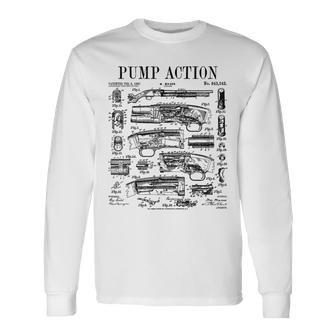 ポンプアクション ショットガン ヴィンテージ ライフル 銃 特許プリント 長袖Tシャツ - Kawaiitshirt