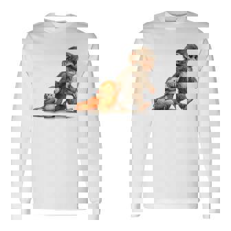 モンキーパンチ ベビー マカク リトルパンチ ビッグ キュート ラブ ぬいぐるみ 長袖Tシャツ - Kawaiitshirt