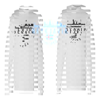レイキャビク アイスランド アイスランド国旗 スカイライン プライド お土産 長袖Tシャツ - Kawaiitshirt