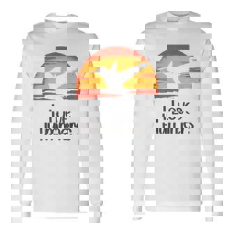 レトロ ヴィンテージ サンセット 2024 I Love Hummers コリブリ ハチドリ 長袖Tシャツ - Kawaiitshirt