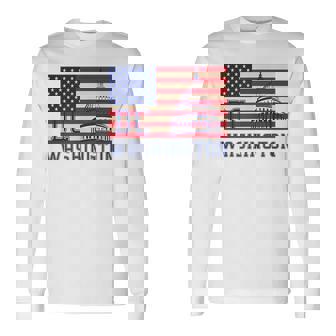 ワシントンdc アメリカ国旗tシャツ 長袖Tシャツ - Kawaiitshirt