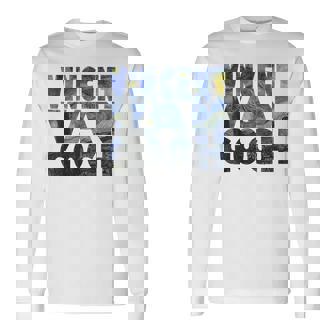 ヴィンセント・ヴァン・ゴッホ作「星月夜」 テキスト ミュージアムアート 長袖Tシャツ - Kawaiitshirt