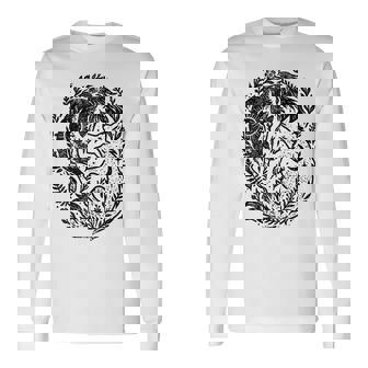 天の陰陽狐 太陽と月 ボーホーウッドランドアート 長袖Tシャツ - Kawaiitshirt