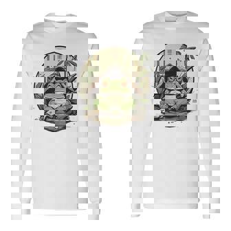 日本の不機嫌なカエル浮世絵 アニメ 日本アート 長袖Tシャツ - Kawaiitshirt