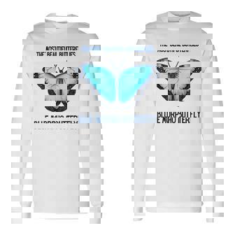 最も美しい蝶青いモルフォバタフライ 長袖Tシャツ - Kawaiitshirt