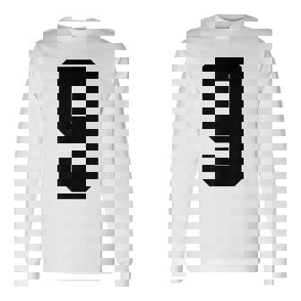 番号9 ナインスポーツジャージ 誕生日年齢 ラッキーナンバーブラック 長袖Tシャツ - Kawaiitshirt