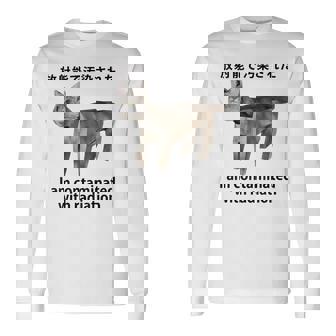 私は放射線で汚染されています 日本の猫 おもしろミーム 長袖Tシャツ - Kawaiitshirt