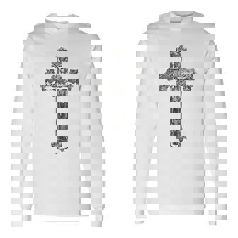 背中に十字架 大きな十字架 クリスチャン 長袖Tシャツ - Kawaiitshirt