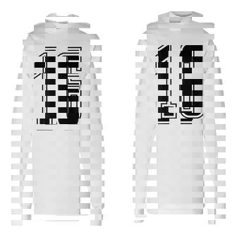 背番号 16 チーム短大スポーツ背番号付きユニフォーム 長袖Tシャツ - Kawaiitshirt