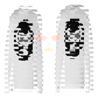 覆面レスラー マスク ピクセルアート ドット絵 怪人 プロレス 長袖Tシャツ - Kawaiitshirt