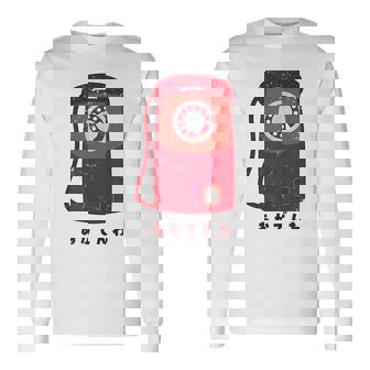 赤電話 赤公衆電話 昭和 レトロ 昭和家電 昭和風 イラスト シンプル おもしろ かわいい 長袖Tシャツ - Kawaiitshirt