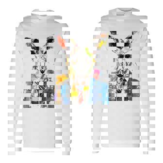 鮮やかなカンガルー、ネクタイ付き。 長袖Tシャツ - Kawaiitshirt