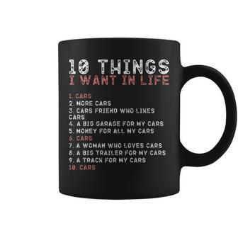 10 Cosas Que Quiero En Miida Camisas Cars Amantes Hombres Manga Larga Taza de café - Regaloses