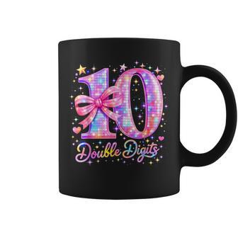 10Th Birthday Girl Pink Coquette Bow 10 Year Old Disco Ball Coffee Mug - Thegiftio
