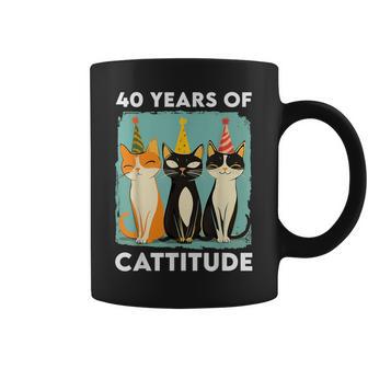 40 Years Of Cattitude 40Th Birthday Cat Lover 40 Years Old Coffee Mug - Thegiftio UK