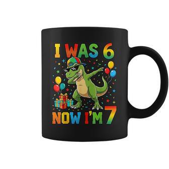 I Was 6 Now I'm 7 Birthday Dabbing Dinosaur 7 Years Old Boy Coffee Mug - Thegiftio UK