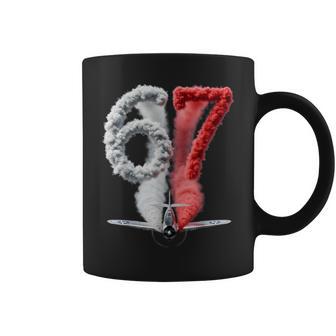 67 Retro Airplane Smoke Trail And Red 67 Pilot Coffee Mug | Mazezy