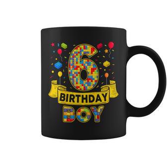 6Th Birthday Boy Bricks Six Bday 6 Year Old Birthday Boy Coffee Mug - Thegiftio UK