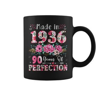 90 Year Old Made In 1936 Floral 90Th Birthday Women Coffee Mug - Monsterry