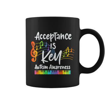 Acceptance Is Key Autism Awareness Musical Note Piano Graphi Coffee Mug | Seseable UK