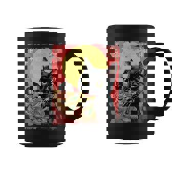 Aesthetic Cat Eating Pizza Japanese Kawaii Anime Cat Pizza Coffee Mug - Monsterry