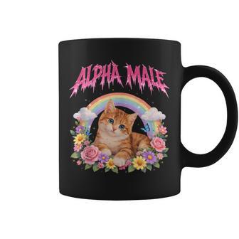 Alpha Male Kitten Rainbow Floral Coffee Mug - Thegiftio UK