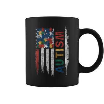 American Flag Autism With Puzzle Coffee Mug - Thegiftio UK