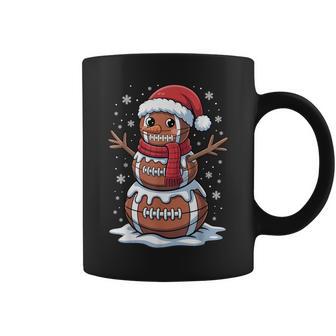 American Football Christmas Snowman Santa Hat Xmas Football Coffee Mug | Mazezy
