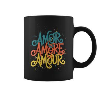 Amor Amore Amour Coloré Rétro Tasse - Cadeauxyz