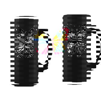 Antigua And Grenada Mix Butterfly Half Antiguan Grenadian Coffee Mug | Mazezy