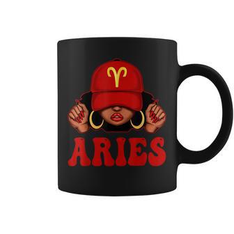 Aries Black Woman With Red Cap Zodiac Sign Birthday Coffee Mug - Thegiftio