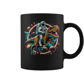 Astronaut Riding T-Rex Dinosaur Astro T-Rex Space Coffee Mug - Thegiftio UK