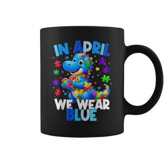 Autism Awareness April We Wear Blue T Rex Dinosaur Boy Girl Coffee Mug - Thegiftio UK