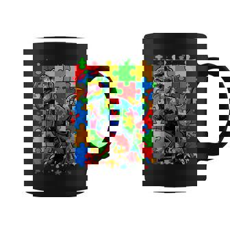 Autism Awareness Autistic Puzzle T-Rex Dinosaur Coffee Mug | Mazezy