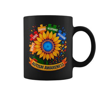 Autism Awareness Sunflower Respect Love Support Blue Autism Coffee Mug - Thegiftio
