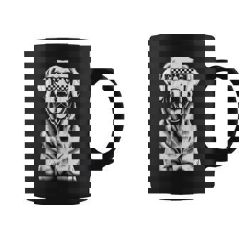 Auto Car Racing Sunglasses Golden Lab Retriever Checker Flag Tank Top Coffee Mug | Mazezy