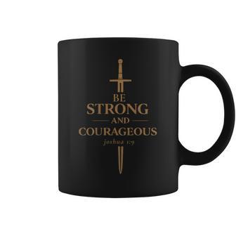 On Back Be Strong And Courageous Joshua Verse Christian Coffee Mug - Thegiftio