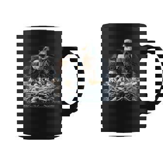 Bald Eagle Dad Mom Three Eaglet Chicks Babies In The Nest Coffee Mug - Monsterry