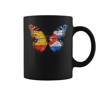 Bandera Cubana Española Mariposa Taza de café - Regaloses