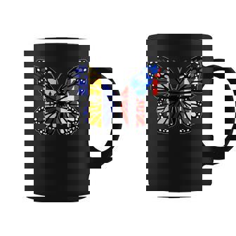 Barbados And Puerto Rico Mix Butterfly Half Bajan Boricua Tank Top Coffee Mug | Mazezy