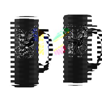 Barbados And St Kitts Mix Butterfly Half Bajan Kittitian Coffee Mug | Mazezy