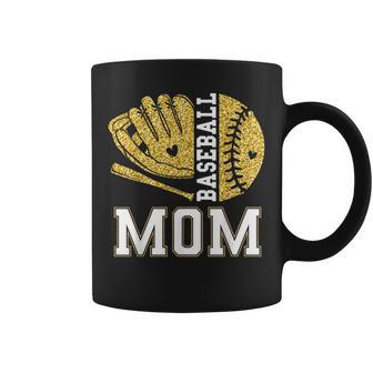 Baseball Mom Game Day Baseball Season Mama Girl Gold Coffee Mug - Monsterry