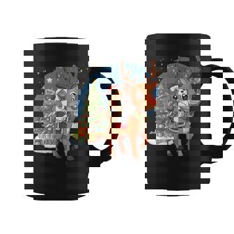 Beagle Puppy Dog Santa Claus Riding Reindeer Christmas Coffee Mug - Monsterry