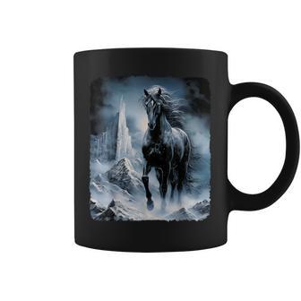 Beautiful Black Horse Running Through The Snow Coffee Mug - Thegiftio UK