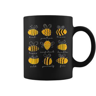 Bee Kind Positive Brave Happy Confident Humble Teacher Coffee Mug - Thegiftio UK