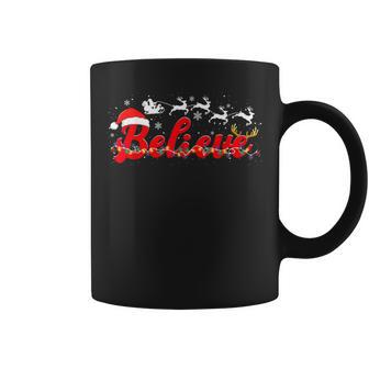 Believe Christmas Santa Claus Reindeer Candy Cane Xmas Coffee Mug - Thegiftio