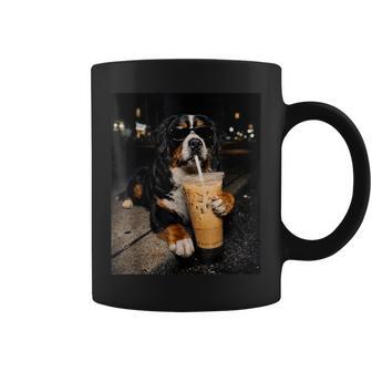 Bernese Mountain Drinking Iced Coffee Lover Humor Meme Coffee Mug - Thegiftio