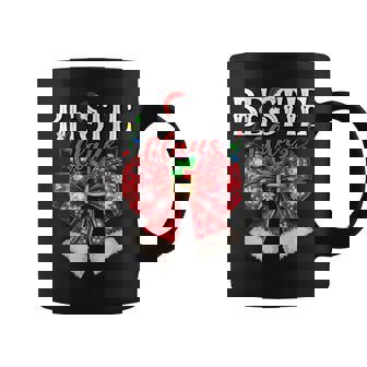 Bestie Claus Best Friend Couples Coquette Bow Xmas Lights Coffee Mug - Thegiftio